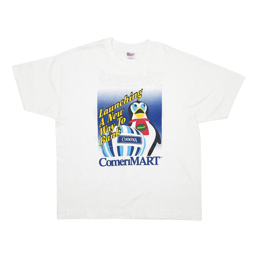 Mens White Hanes Single Stitch Vintage 90s Short Sleeve T Shirt