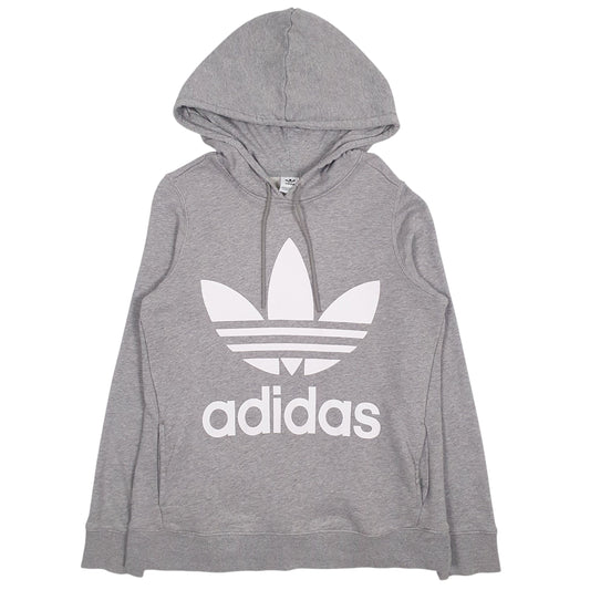 Womens Grey Adidas Spellout Hoodie Jumper