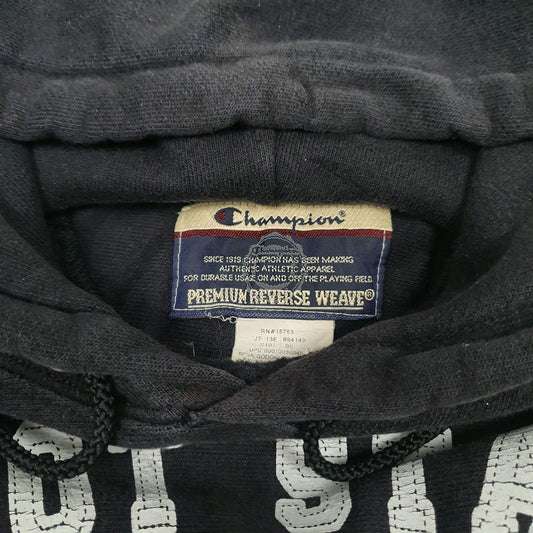 Mens Black Champion Reverse Weave Vintage 90s 00s Hoodie Jumper