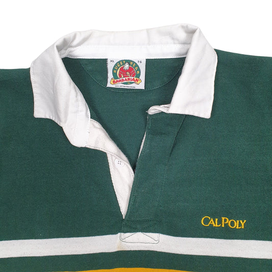 Mens Green Barbarian Rugby Calpoly Hoodie Polo Shirt