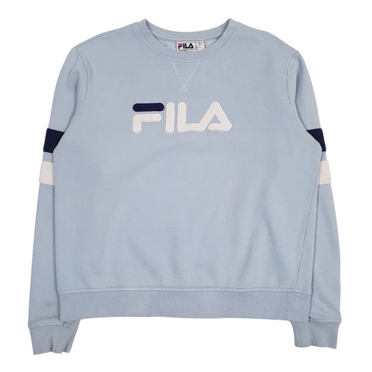 Womens Blue Fila Spellout Crewneck Jumper