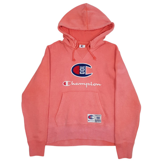 Mens Pink Champion Spellout Hoodie Jumper