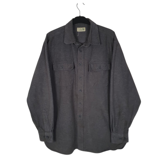 Mens Grey L.L.Bean Chamois Thick Flannel Long Sleeve Shirt