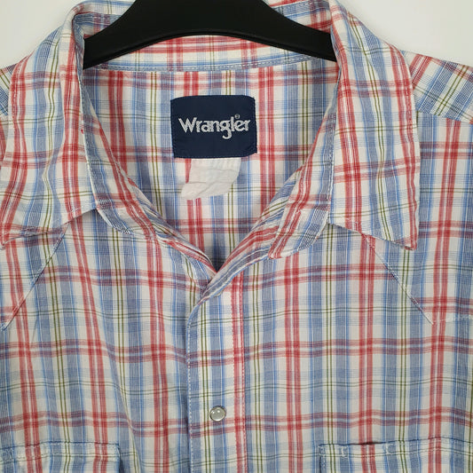 Mens Red Wrangler Pearl Snap Shirt