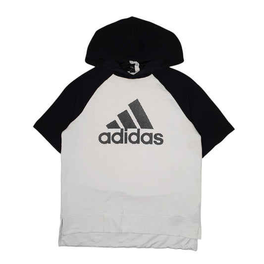Womens White Adidas Short Sleeve Hoodie Jumper