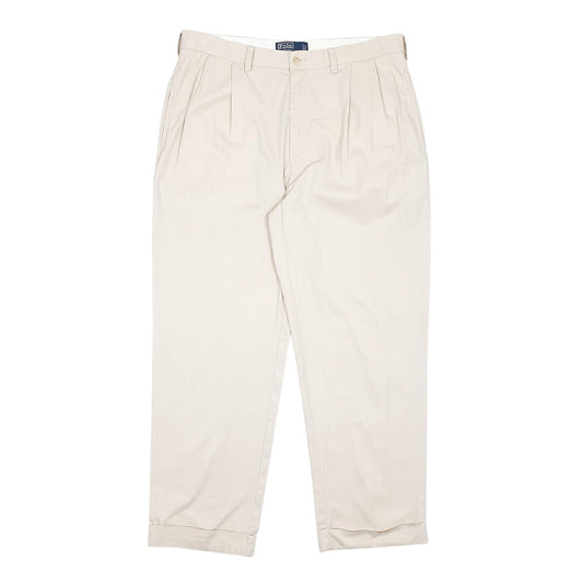 Mens Cream Polo Ralph Lauren Hammond Pant Pleated Chino Trousers