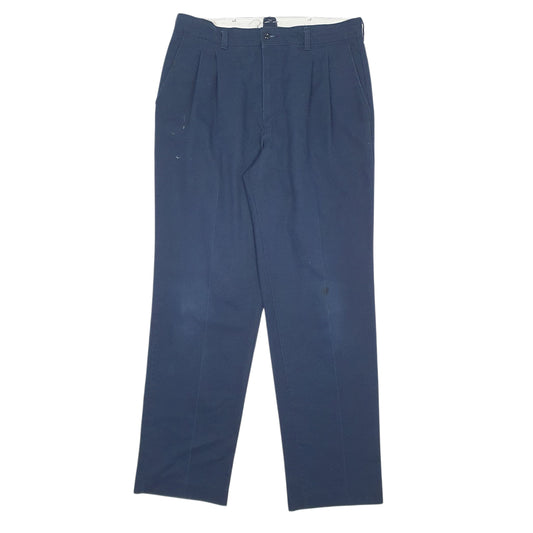Mens Navy Red Kap Pleated Chino Trousers