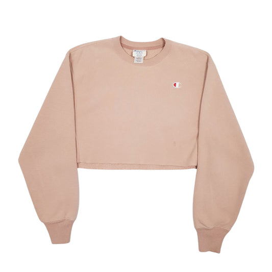 Womens Peach Champion Croptop Reverse Weave Crewneck Jumper