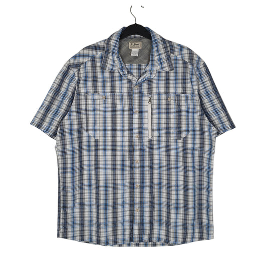 Mens Blue L.L.Bean Walking Hiking Short Sleeve Shirt