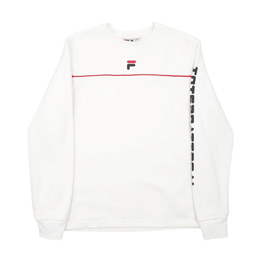 Mens White Fila Crewneck Jumper