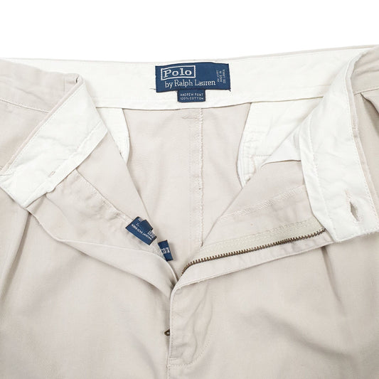 Mens Cream Polo Ralph Lauren Double Pleated Andrew Pant Trousers