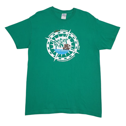 Mens Green Gildan Peter Pan Short Sleeve T Shirt