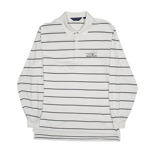 Mens White Polo Ralph Lauren Golf Arcadia Bluffs Long Sleeve Polo Shirt