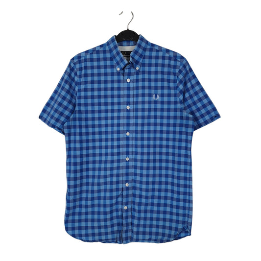 Mens Blue Fred Perry Short Sleeve Shirt