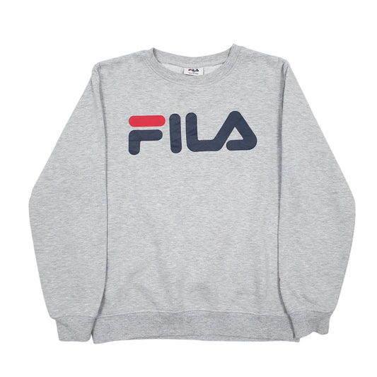 Mens Grey Fila Spellout Crewneck Jumper