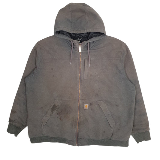 Mens Grey Carhartt Hoodie Quilt Lined Full Zip Jumper