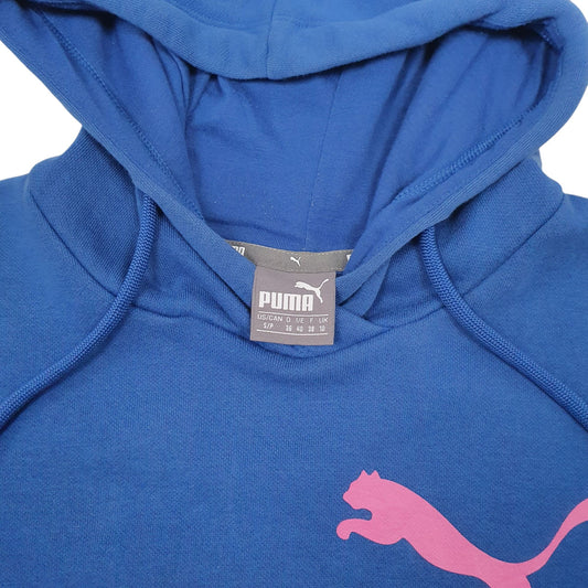 Womens Blue Puma Spellout Hoodie Jumper