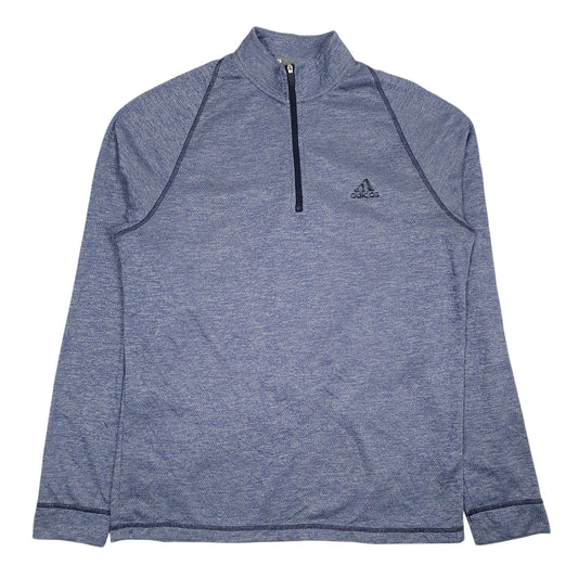 Mens Blue Adidas Quarter Zip Jumper