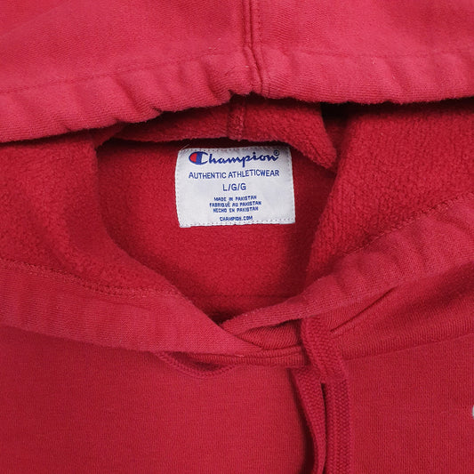 Womens Red Champion Crop Top Baggy Hoodie Jumper