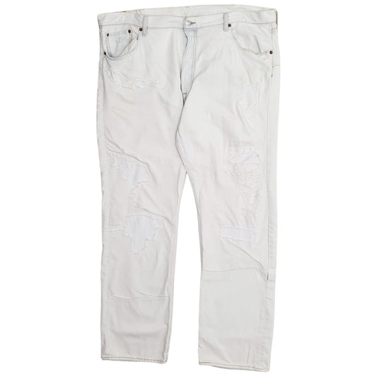 Mens White Levis Distressed 501 JeansW42 L32