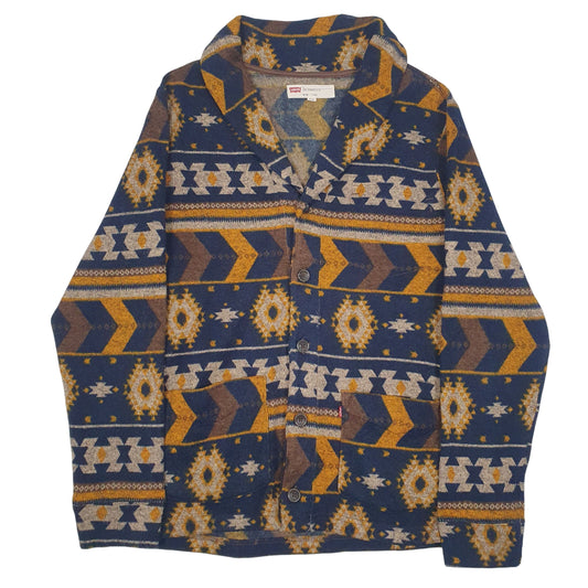 Mens Navy Levis Aztec Cardigan Jumper