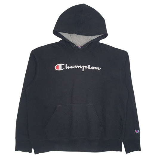 Mens Black Champion Spellout Hoodie Jumper