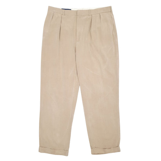 Mens Beige Polo Ralph Lauren Golf Herringbone Pleated Chino Trousers