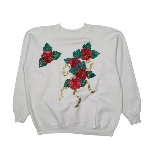 Womens White Hanes Her Way Vintage 90s Crewneck Jumper