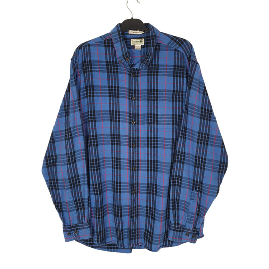 Mens Blue L.L.Bean Scotch Plaid Flannel Long Sleeve Shirt