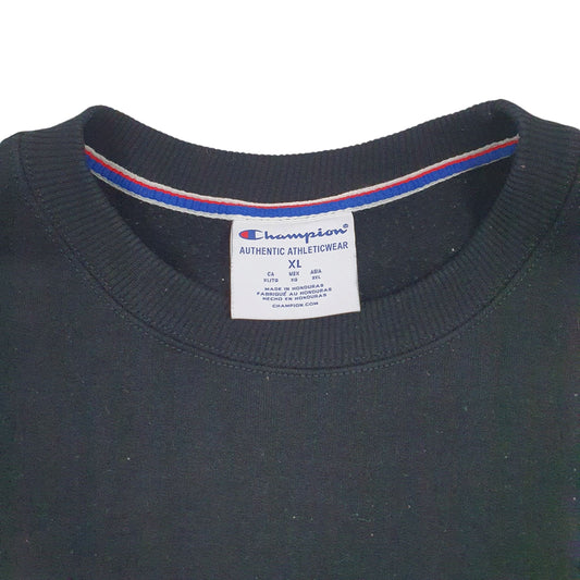 Mens Black Champion Spellout Crewneck Jumper