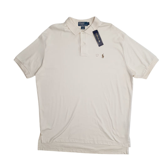 Mens Cream Polo Ralph Lauren Stretch Short Sleeve Polo Shirt