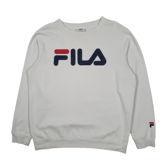 Mens White Fila Crewneck Jumper