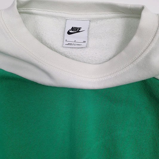 Womens Green Nike Reworked Crop Top Baggy Loose Crewneck Jumper