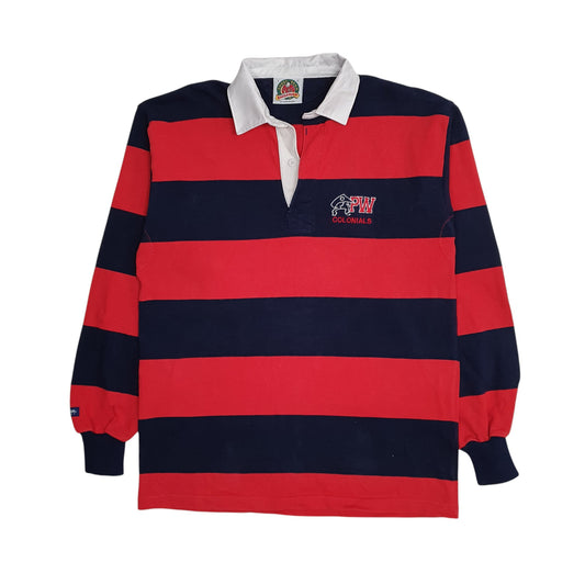 Mens Red Barbarian Rugby PW Colonials Long Sleeve Polo Shirt
