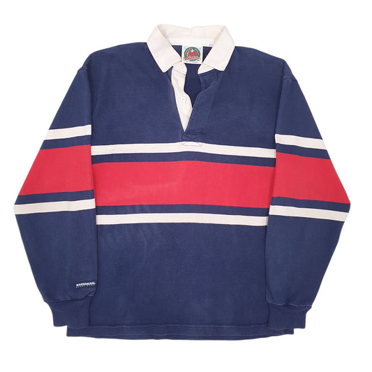 Mens Navy Barbarian Rugby Long Sleeve Polo Shirt