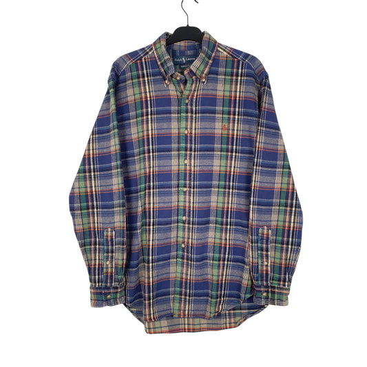 Mens Navy Ralph Lauren Heavyweight Flannel Long Sleeve Shirt