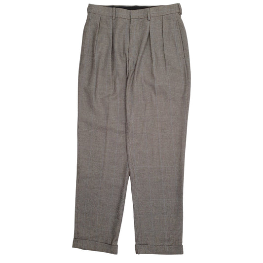 Mens Grey Polo Ralph Lauren Vintage 90s Houndstooth Formal Trousers