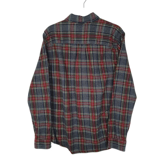 Mens Grey L.L.Bean Thick Flannel Plaid Shirt