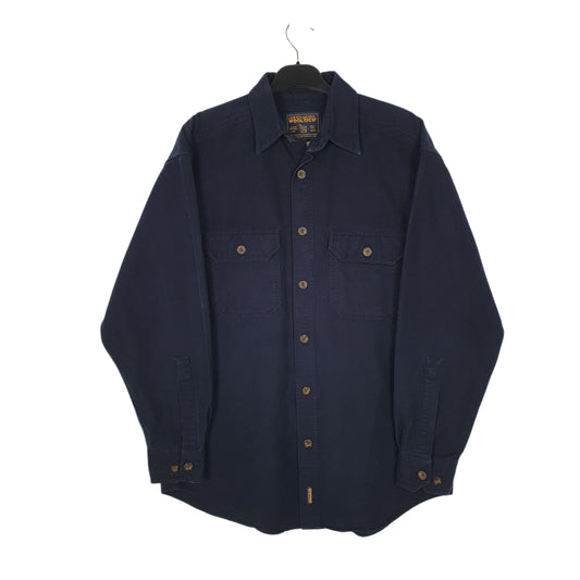 Mens Navy Woolrich Thick Chamois Long Sleeve Shirt