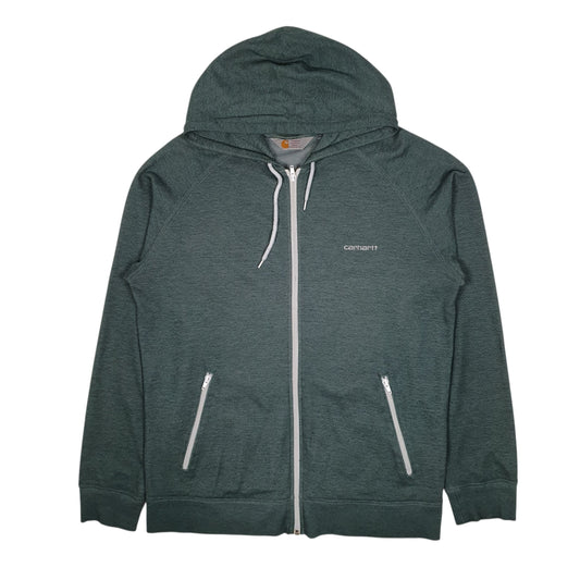 Mens Green Carhartt Hooded Gym Hoodie Lightweight Full Zip Jumper