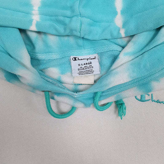 Mens White Champion Tie Dye Hoodie Jumper