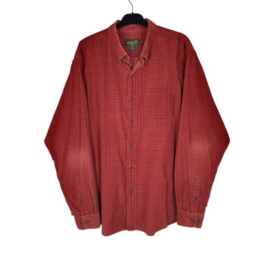 Mens Red Eddie Bauer Corduroy Long Sleeve Shirt