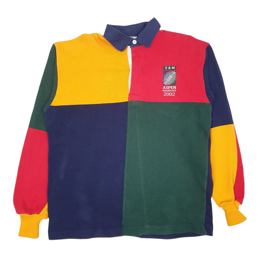 Mens Navy Barbarian Rugby Aspen Rugger Long Sleeve Polo Shirt