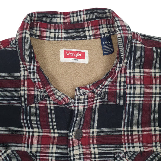 Mens Burgundy Wrangler Overshirt Sherpa Lined Coat