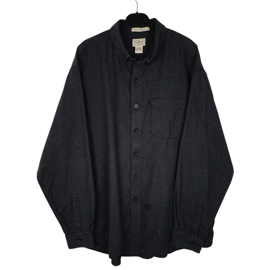 Mens Grey L.L.Bean Thick Houndstooth Long Sleeve Shirt