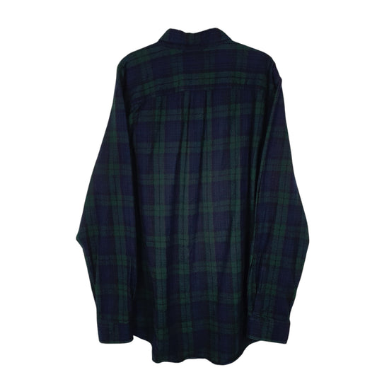 Mens Navy L.L.Bean Thick Flannel Plaid Shirt