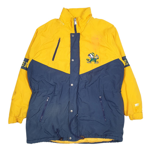 Mens Yellow Turbo Sportswear Vintage 90s Notre Dame Fighting Irish Coat