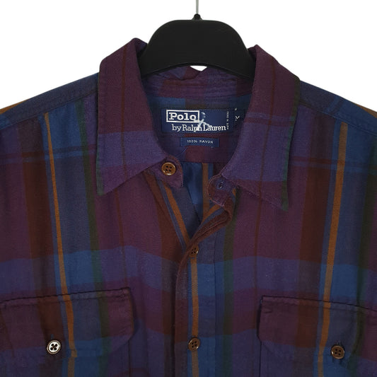 Mens Purple Polo Ralph Lauren Vintage 90s Plaid Shirt