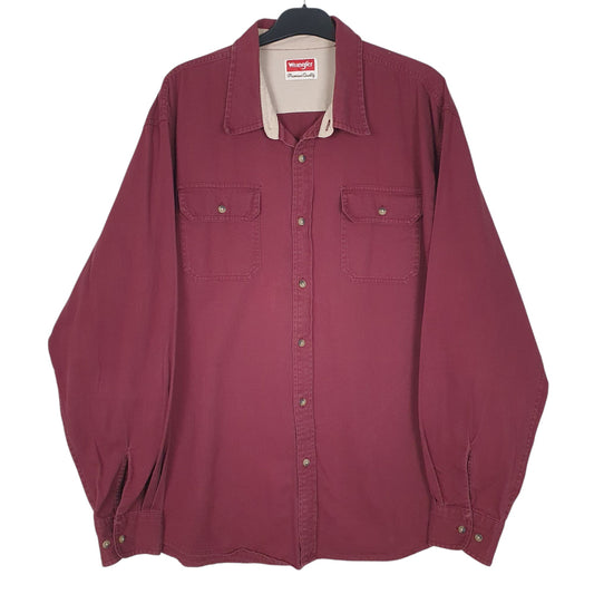 Mens Burgundy Wrangler Long Sleeve Shirt