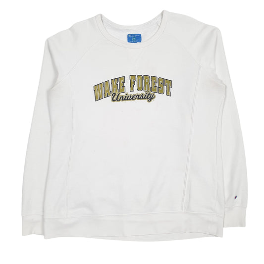 Womens White Champion Wake Forest University Crewneck Jumper